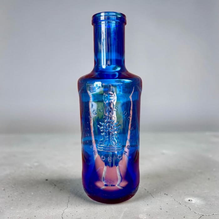 Vintage Solán de Cabras Cobalt Blue Glass Bottle | Spanish Glassware