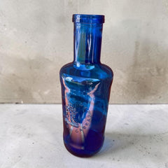 Vintage Solán de Cabras Cobalt Blue Glass Bottle | Spanish Glassware