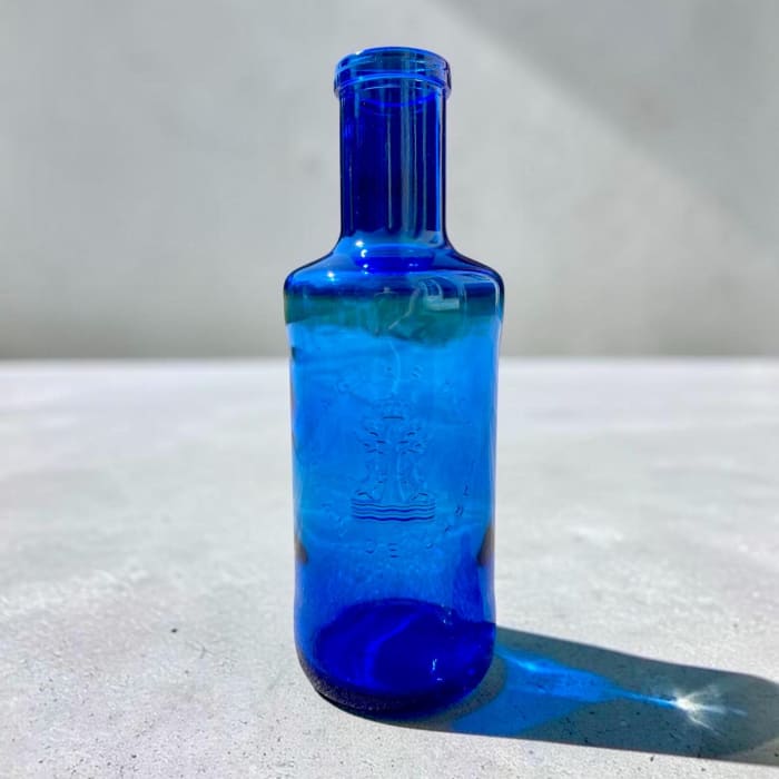 Vintage Solán de Cabras Cobalt Blue Glass Bottle | Spanish Glassware