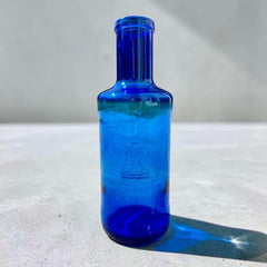 Vintage Solán de Cabras Cobalt Blue Glass Bottle | Spanish Glassware