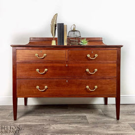 Solid mahogany chest of drawers with gallery back by Belton & Bumble