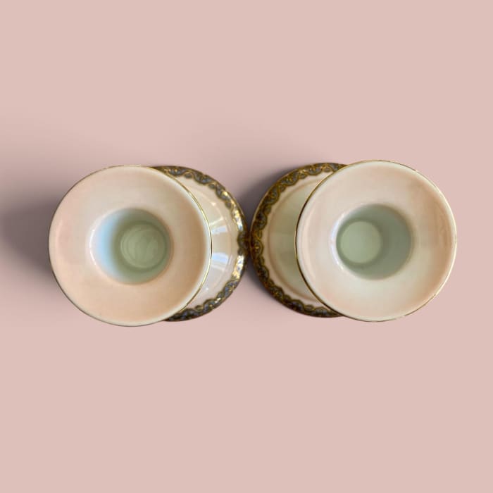 Vintage St Michael Japanese Oriental Blossom Candlestick Holders Pair