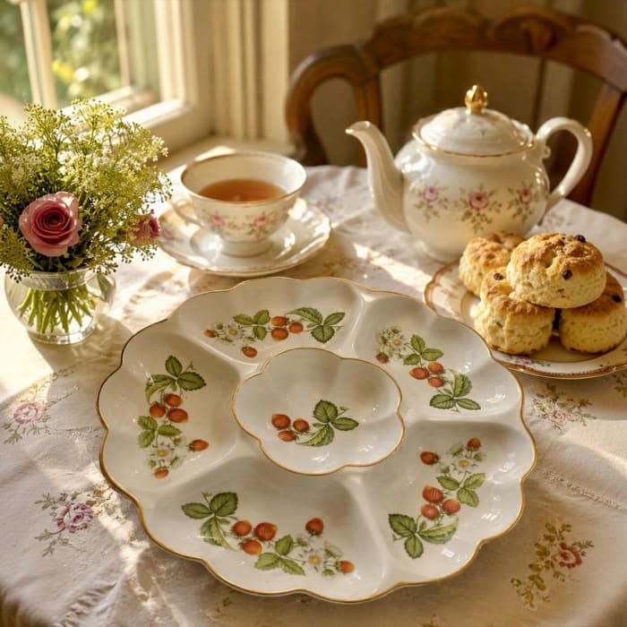 Vintage Wedgwood Wild Strawberry Compartment Serving Dish