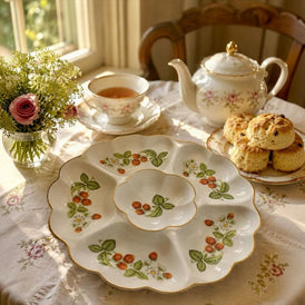 Vintage Wedgwood Wild Strawberry Compartment Serving Dish