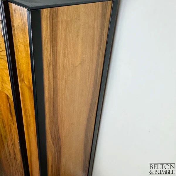 Walnut & Black Bow Front Vintage Wardrobe | Restored