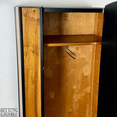 Walnut & Black Bow Front Vintage Wardrobe | Restored