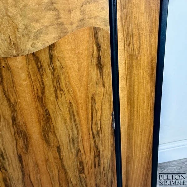 Walnut & Black Bow Front Vintage Wardrobe | Restored
