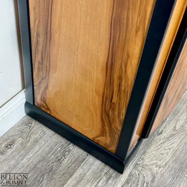 Walnut & Black Bow Front Vintage Wardrobe | Restored