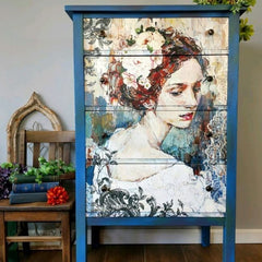 A1 Decoupage Paper | Peaceful Ponder | Redesign With Prima | 23.4” x 33.1” | Lady Decoupage Paper, Portrait Decor, Large Decoupage Paper