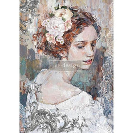 A1 Decoupage Paper | Peaceful Ponder | Redesign With Prima | 23.4” x 33.1” | Lady Decoupage Paper, Portrait Decor, Large Decoupage Paper