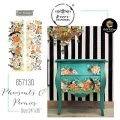 NEW Prima Transfer | Cece Pheasants & Peonies | Redesign With Prima | 24” x 35”