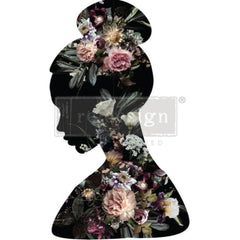 Floral Silhouette | Redesign With Prima | 24” x 35” | Floral Furniture, Furniture Transfers, Black Transfers, Flower Lady Wall Art