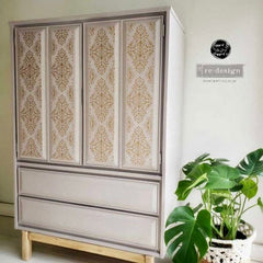 Prima Transfer | Kacha Gold Damask | Redesign With Prima | Damask Decals, Furniture Transfers, Damask Pattern, Gold Transfer
