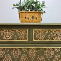 Prima Transfer | Kacha Gold Damask | Redesign With Prima | Damask Decals, Furniture Transfers, Damask Pattern, Gold Transfer