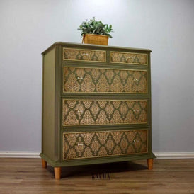 Prima Transfer | Kacha Gold Damask | Redesign With Prima | Damask Decals, Furniture Transfers, Damask Pattern, Gold Transfer