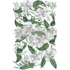 Peaceful Garden | Redesign With Prima | 24” x 35” | Furniture Transfers, Prima Transfers, White Flower Decal, Green Leaf Decor