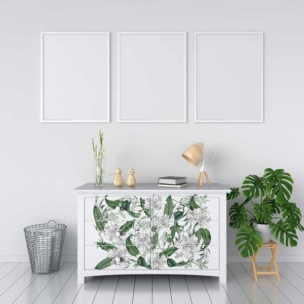 Peaceful Garden | Redesign With Prima | 24” x 35” | Furniture Transfers, Prima Transfers, White Flower Decal, Green Leaf Decor