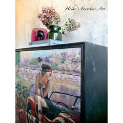 Decoupage Paper | Lady and the Red Car | MINT by Michelle | A3 or A1 |