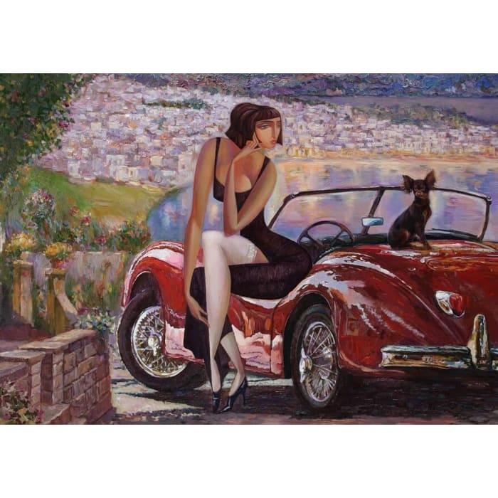 Decoupage Paper | Lady and the Red Car | MINT by Michelle | A3 or A1 |