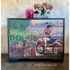 Decoupage Paper | Lady and the Red Car | MINT by Michelle | A3 or A1 |