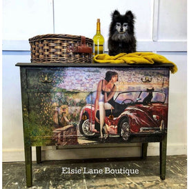 Decoupage Paper | Lady and the Red Car | MINT by Michelle | A3 or A1 |