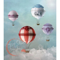 Decoupage Paper | Up! Up! and Away! | Aussie Decor Transfers | SML, MED or LGE | Furniture Decoupage, Hot Air Balloon Paper, Decor, Print