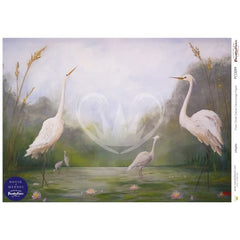 Decoupage Paper | Utopia | The House of Mendes | Posh Chalk | A1 or A3 | Heron Decor, Heron Print, Stork Decor, Stork Print