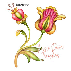 Rub on Transfer | Folk Art 1 | Aussie Decor Transfers | Folk Art Transfer, Furniture Transfers, Folk Art Flowers, Tropical Flower Decal