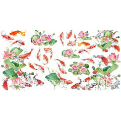 Dry Rub Transfer - Koi and Lotus | Aussie Decor Transfers | 