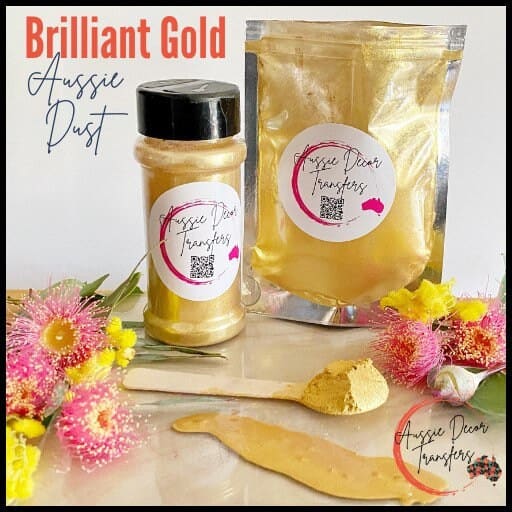 Mica Powder | Brilliant Gold | Aussie Dust | Aussie Decor Transfers | 50g/30g | Gold Mica, Gold Paint, Metallic Pigment, Gold Metallic