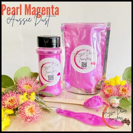 Mica Powder | Pearl Magenta | Aussie Dust | Aussie Decor Transfers | 50g/30g | Pink Mica, Pink Pigment, Pink Metallic, Metallic Paint