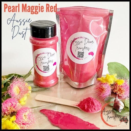 Mica Powder | Pearl Maggie Red | Aussie Dust | Aussie Decor Transfers | 50g/30g | Red Mica Powder, Red Paint, Metallic Pigment, Red Metallic
