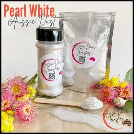 Mica Powder | Pearl White | Aussie Dust | Aussie Decor Transfers | 50g/30g | White Mica, Metallic Silver Paint, Metallic Pigments