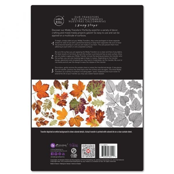 Crunchy Leaves Forever | Redesign With Prima | 8.5” x 11” | Middy Transfers, Leaf Transfers, Leaf Decal, Autumn Transfers, Autumn Craft