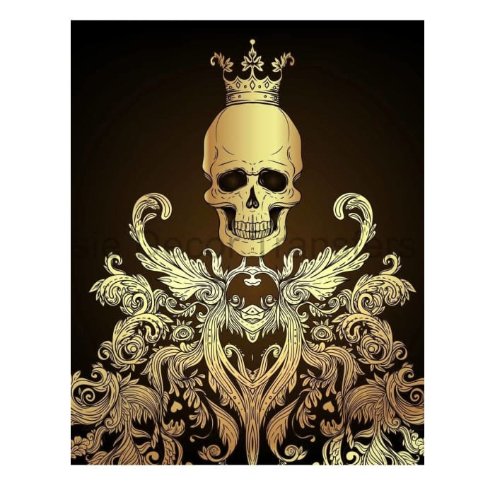 Poster Print | Gold Muertos King | Aussie Decor Transfers | SML, MED or LGE | Skull Poster, Print, Wall Art, Decoupage Paper for Furniture