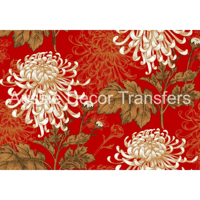 Poster Print | Japanese Chrysanthemums | Aussie Decor Transfers | LGE A1 | Red Flower Poster, Red Floral Print, Red Flower Wall Art
