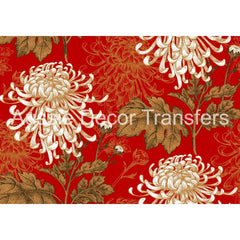 Poster Print | Japanese Chrysanthemums | Aussie Decor Transfers | LGE A1 | Red Flower Poster, Red Floral Print, Red Flower Wall Art