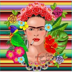 Poster Print | Smokin’ Frieda | Aussie Decor Transfers | MED or LGE | Frieda Kahlo Print, Poster, Wall Art, Decoupage Paper for Furniture