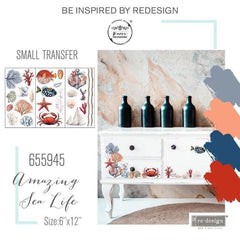 NEW | Prima Transfer | Amazing Sea Life | Redesign With Prima | 6” x 12” | Fish Transfers, Sea Life Decals, Fish Wall Stickers