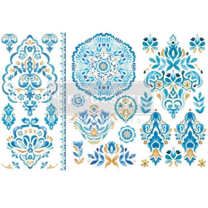 NEW | Prima Transfer | Artisinal Tile | Redesign With Prima | 6” x 12” | Blue Tile Decal, Furniture Transfers, Blue Furniture Decal