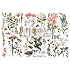 Prima Transfer | Botanical Paradise | Redesign With Prima | 6” x 12” | Spring Flowers Decal, Pink Flower Decor, Decal Nursery