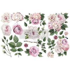 Prima Transfer - Delicate Roses | Redesign With Prima | 6” x 12” | Pink Flower Decals - Floral Furniture Transfers