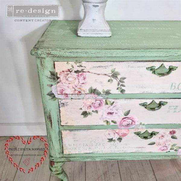 Prima Transfer - Delicate Roses | Redesign With Prima | 6” x 12” | Pink Flower Decals - Floral Furniture Transfers