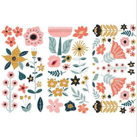 NEW | Prima Transfer | Doodle Flowers | Redesign With Prima | 6” x 12” | Pink Flower Transfers, Furniture Transfers, Decals, Stickers