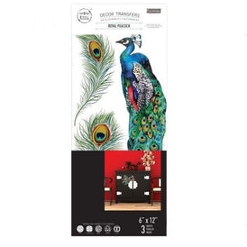 Royal Peacock | Redesign With Prima | 6” x 12” | Furniture Transfers, Peacock Transfer, Peacock Decal, Peacock Decor, Peacock Design