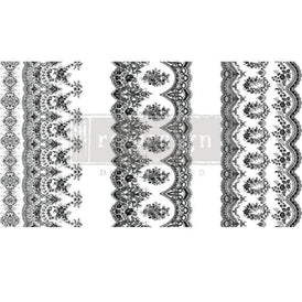 Vintage Wallpaper II | Redesign With Prima | 6” x 12” | Lace Transfer, Black Transfers, Vintage Decal, Small Transfers, Furniture Transfers