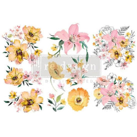 NEW | Prima Transfer | Watercolour Lush | Redesign With Prima | 6” x 12” | Pink Flower Transfers, Furniture Transfers, Decals, Stickers